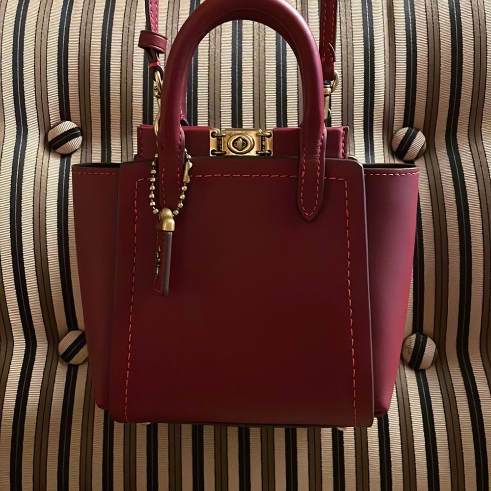 Coach 1941 Troupe mini Tote 16 Red w/ brass Crossbody Mini Bag Handbag 79401 - Picture 3 of 12